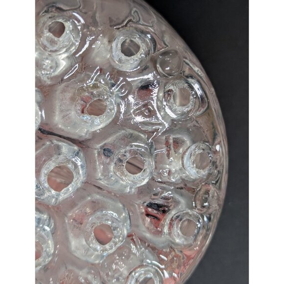 4" Davidson Dome Flower Block, 19 holes clear pressed glass flower frog, English - Picture 6 of 10
